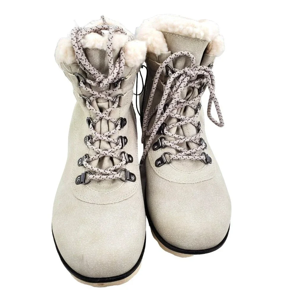 Jsport 6 Boots Faux Fur Shearling Winter Outdoor Weather Lug Chunky Snow Shoes